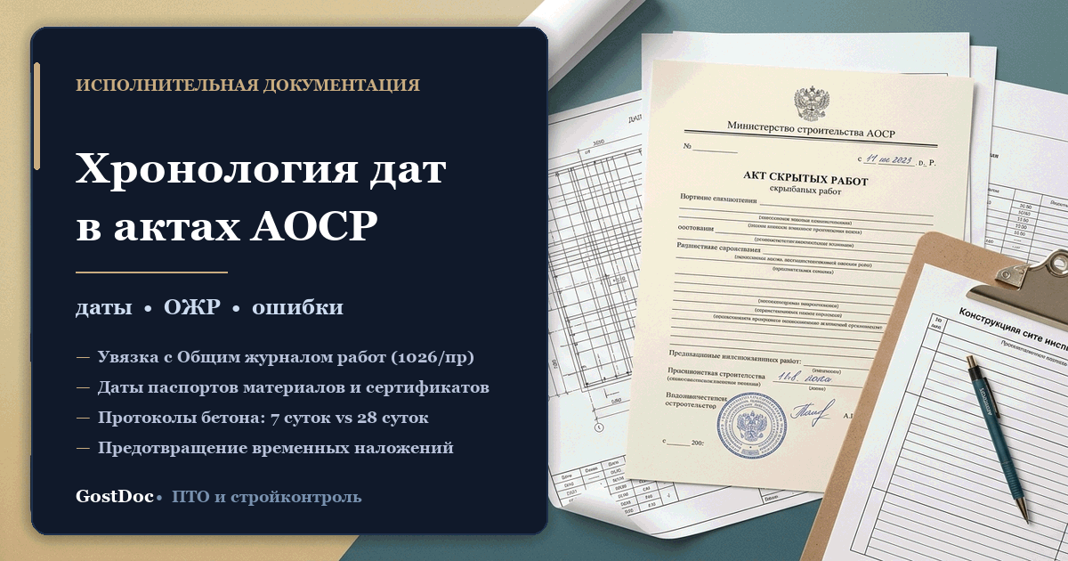 Хронология дат в актах скрытых работ: правила увязки с ОЖР, сертификатами и протоколами испытаний