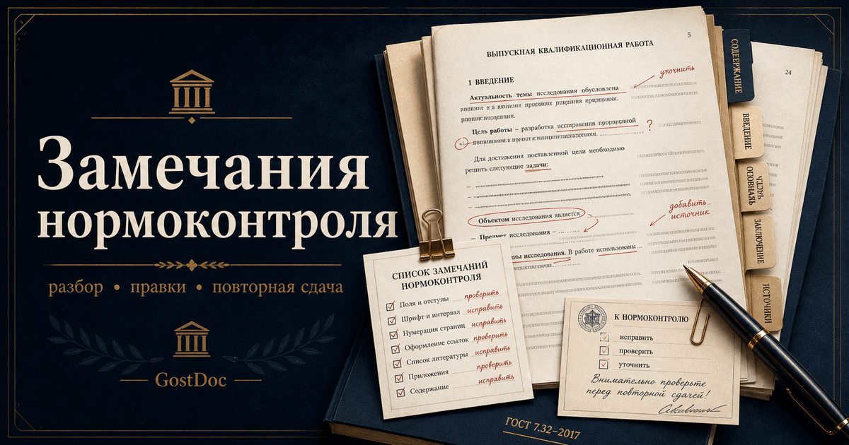 Как исправить замечания нормоконтроля: рабочий порядок, если ВКР уже вернули