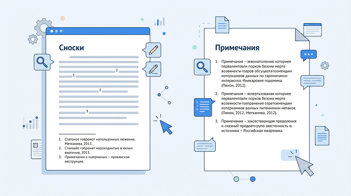 Оформление сносок и примечаний по ГОСТ 7.32-2017