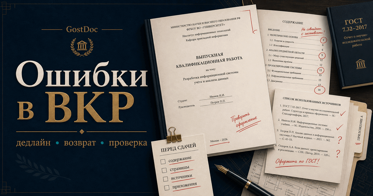 Ошибки в ВКР перед сдачей: где чаще всего прилетает возврат за 1-2 дня до дедлайна