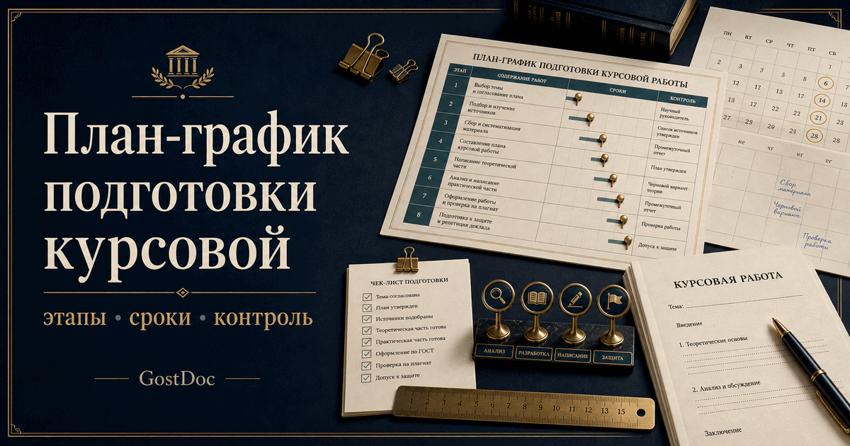 План-график подготовки курсовой работы: этапы, сроки и пример