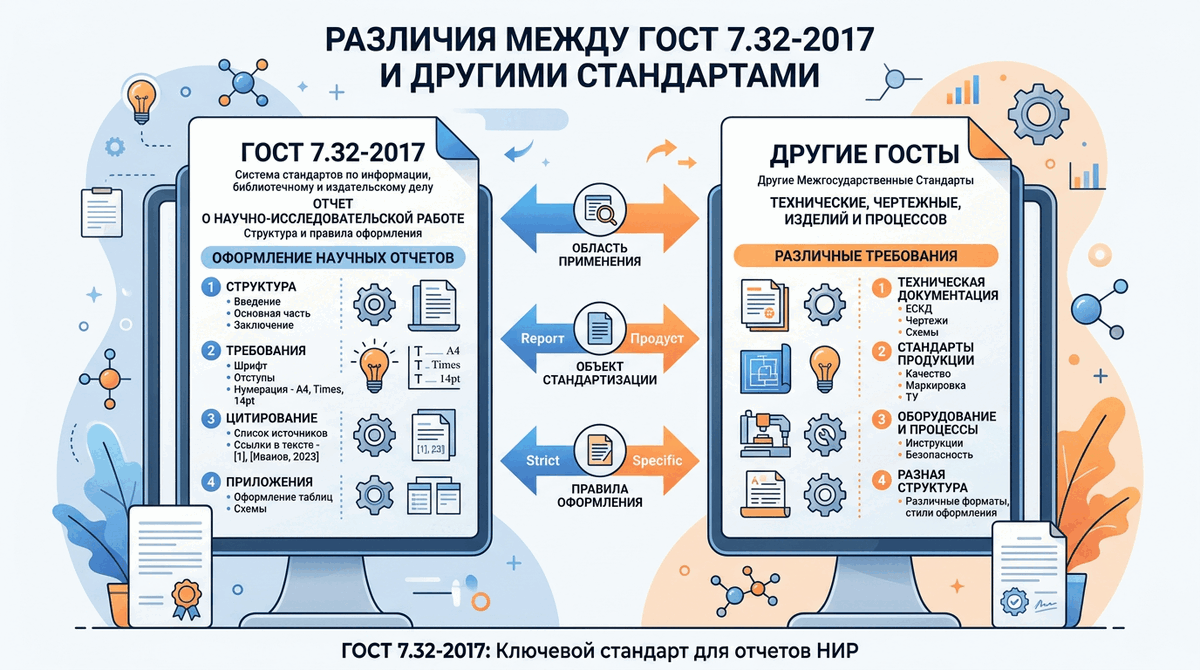 Разница между ГОСТ 7.32-2017 и другими ГОСТами: какой использовать?